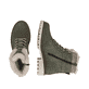 Dunkelgrüne remonte Damen Schnürstiefel D0B81-54 mit griffiger Glass-Fibre Sohle. Schuh von oben, liegend.