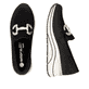 Schwarze remonte Damen Loafer D0T12-02 mit einem Gummizug sowie der Extraweite H. Schuh von oben, liegend.