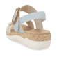 Blaue remonte Riemchensandalen R6853-12 mit einem Klettverschluss. Schuh von hinten.