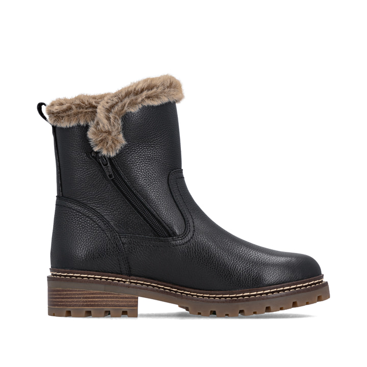 Schwarze remonte Damen Kurzstiefel D0B83-03 mit wasserabweisender TEX-Membran. Schuh Innenseite.