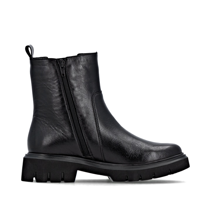 Schwarze remonte Chelsea Boots D1W81-00 mit Reißverschluss sowie Komfortweite G. Schuh Innenseite.