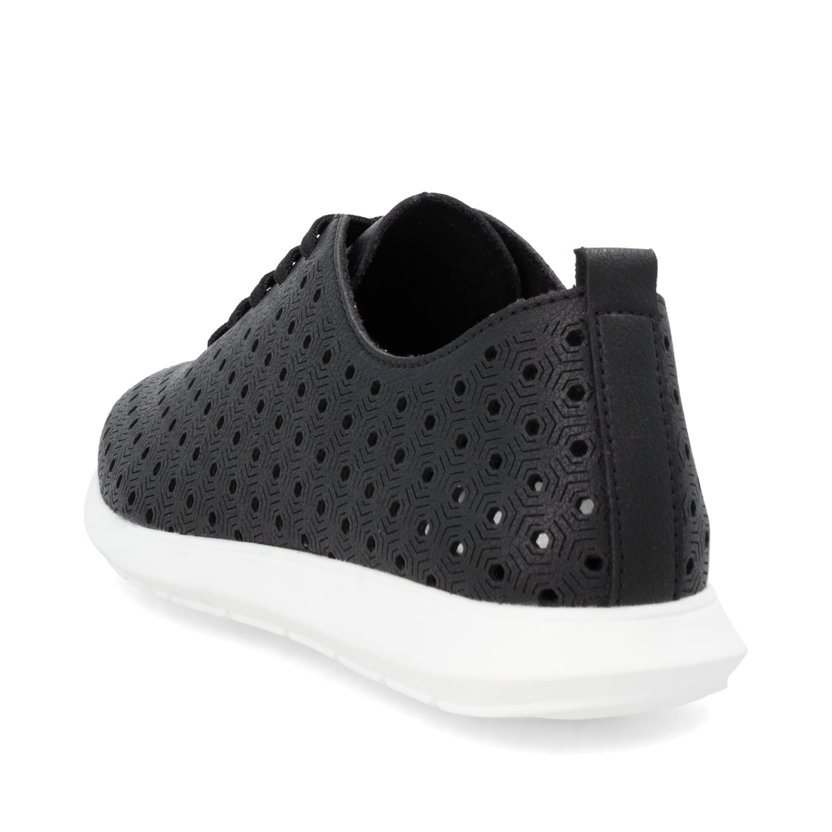 Schwarze remonte Damen Schnürschuhe R7101-00 mit der Komfortweite G. Schuh von hinten.