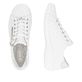 Weiße remonte Damen Schnürschuhe D1E03-80 mit einem Reißverschluss. Schuh von oben, liegend.