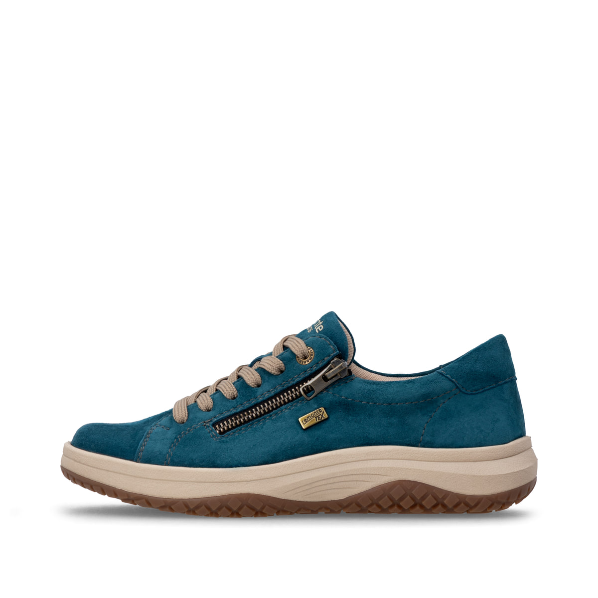Petrolfarbene remonte Damen Schnürschuhe D3Q00-12. Schuh Außenseite.