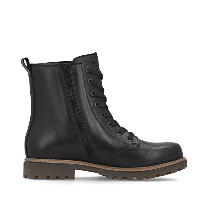Schwarze remonte Damen Schnürstiefel D3C70-00 mit wasserabweisender TEX-Membran. Schuh Innenseite.