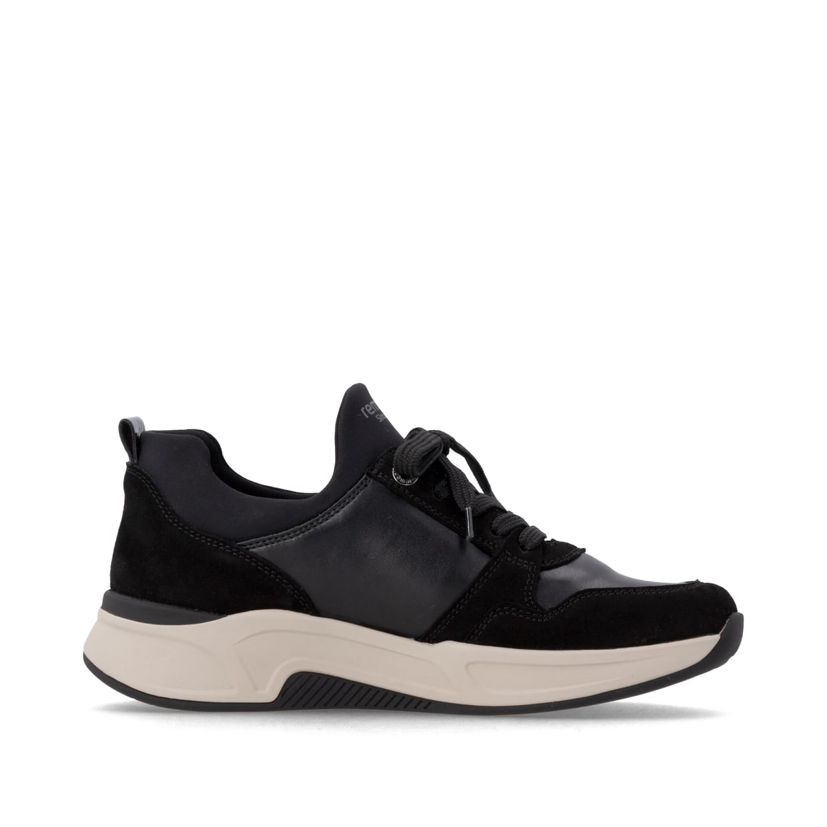 Mocassins remonte noirs femmes D3V01-02 avec fermeture éclair décorative. Côté intérieur de la chaussure.