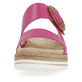 Magentafarbene remonte Damen Pantoletten D0Q51-31 mit einem Klettverschluss. Schuh von vorne.