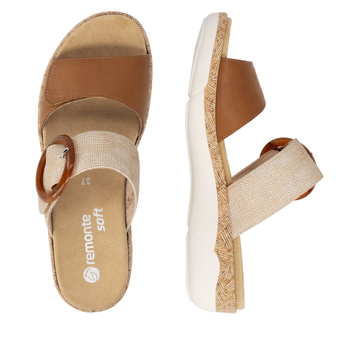 Mules remonte métalliques pour femme R6858-90 avec boucle tendance. Chaussure vue de dessus, couchée.