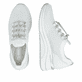 Weiße remonte Damen Slipper D0T18-80 mit einem Gummizug sowie der Extraweite H. Schuh von oben, liegend.
