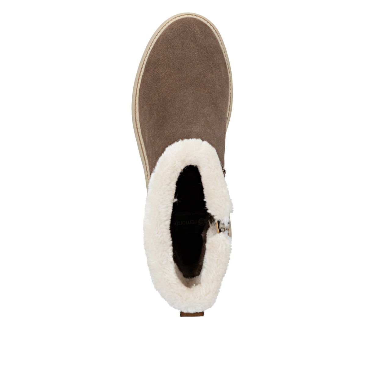 Braune remonte Damen Kurzstiefel D0C83-20 mit griffiger Glass-Fibre Sohle. Schuh von oben.