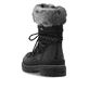 Tiefschwarze remonte Damen Kurzstiefel D0C81-03 mit griffiger Glass-Fibre Sohle. Schuh von hinten.