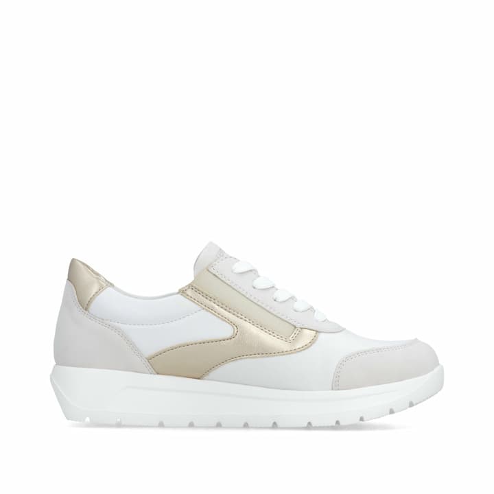 Weißgraue vegane remonte Damen Schnürschuhe D2V02-80 mit einem Reißverschluss. Schuh Innenseite.