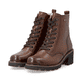 Braune remonte Damen Schnürstiefel D0A81-24 mit wasserabweisender TEX-Membran. Schuhpaar seitlich schräg.