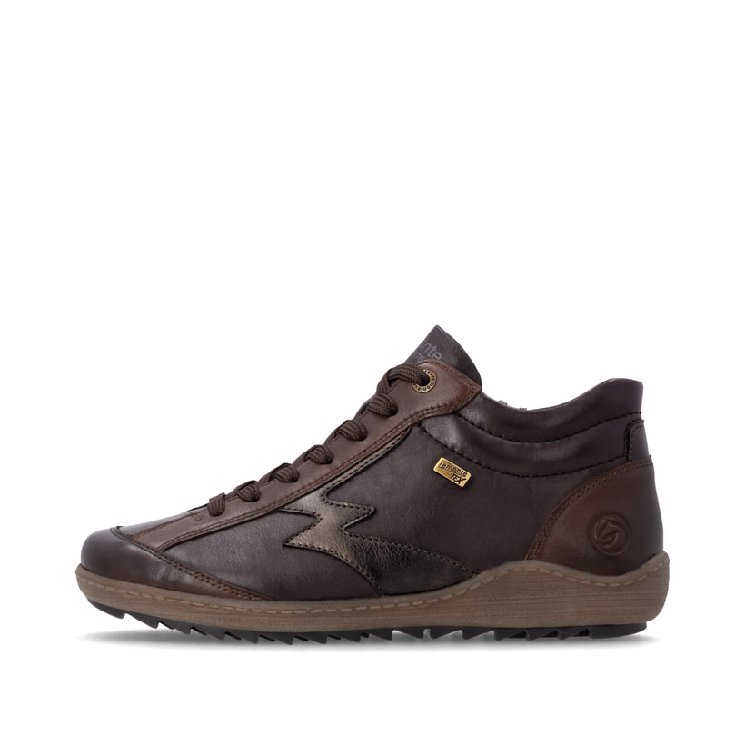Braun-bronzene remonte Damen Schnürstiefel R1454-26. Schuh Außenseite.
