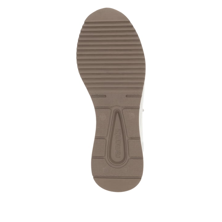 Beige-weiße remonte Damen Sneaker D0T00-60 mit Reißverschluss sowie Extraweite H. Schuh Laufsohle.