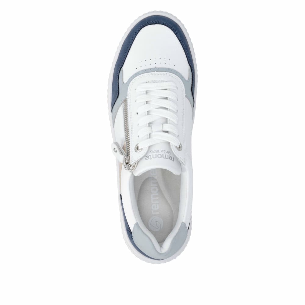 Chaussures à lacets remonte blanches femme D3E05-80 avec fermeture éclair. Chaussure vue de dessus.
