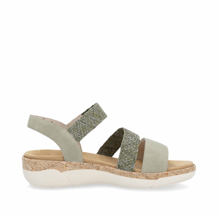 Grüne remonte Riemchensandalen R6861-52 mit einem Klettverschluss. Schuh Innenseite.