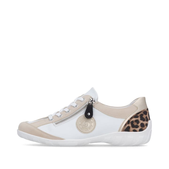 Chaussures à lacets remonte blanches vegan pour femme R3408-83. Côté extérieur de la chaussure.