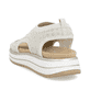 Beige remonte Riemchensandalen D1J55-60 mit Gummizug sowie weicher Einlegesohle. Schuh von hinten.