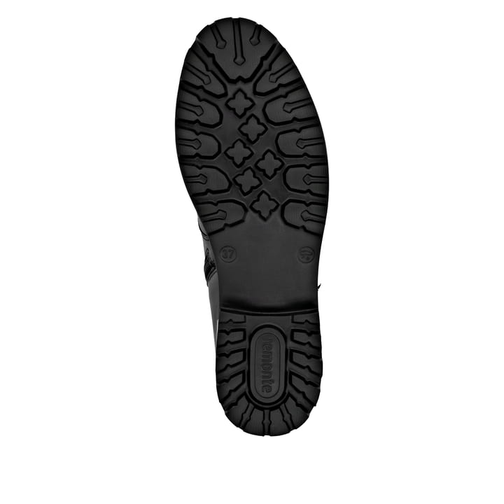 Schwarze remonte Damen Schnürstiefel D8657-00 mit einem Reißverschluss. Schuh Laufsohle.