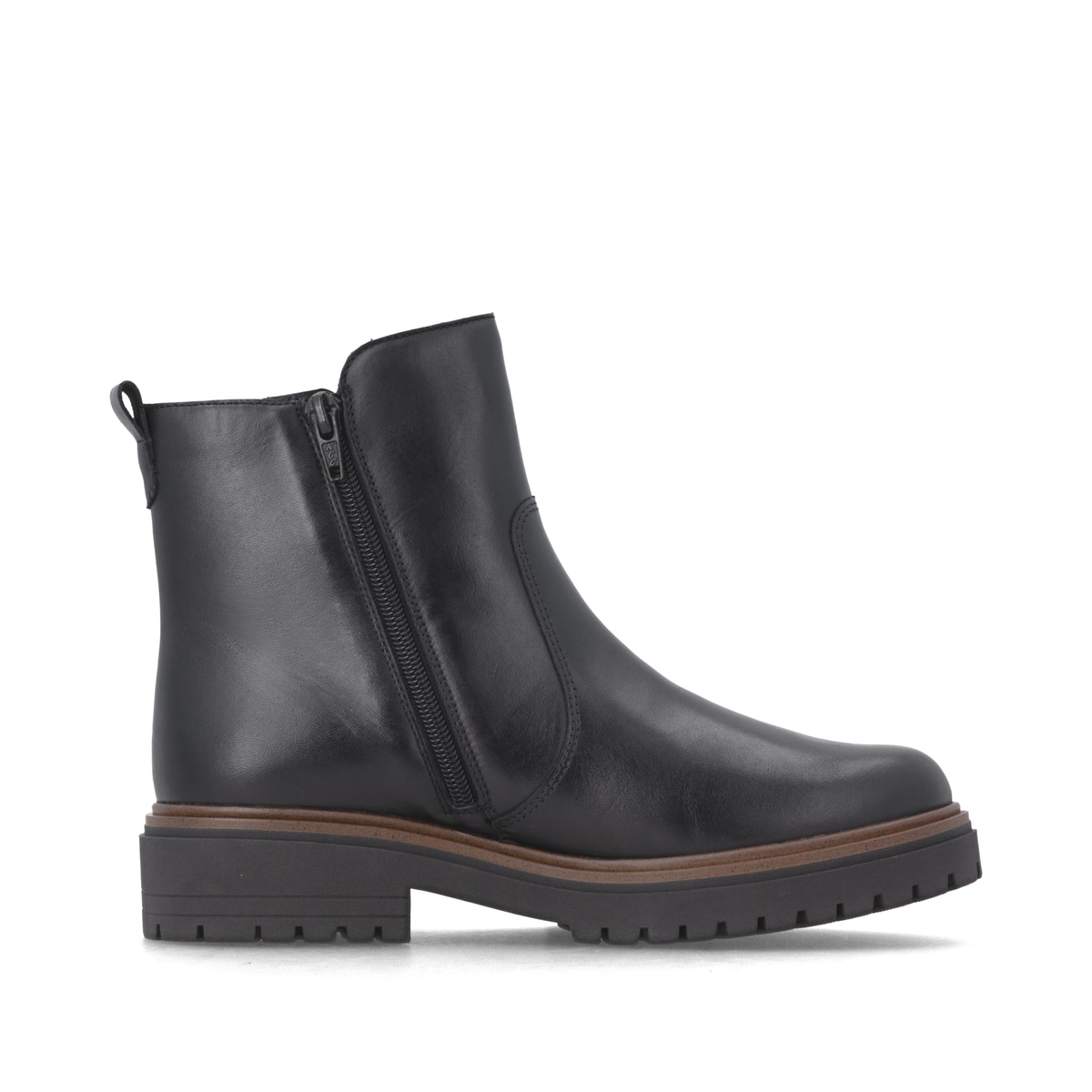 Schwarze remonte Damen Kurzstiefel D4B72-00 mit wasserabweisender TEX-Membran. Schuh Innenseite.