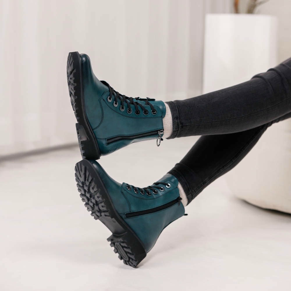 blaue remonte Schnürstiefel D8671-12 getragen