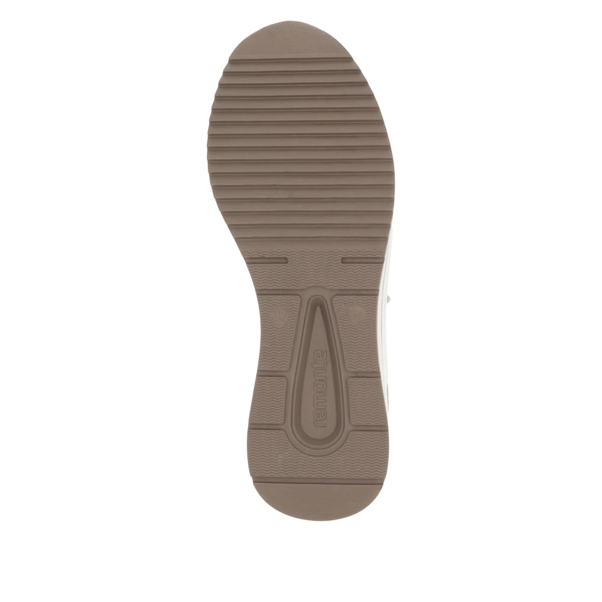 Beige-weiße remonte Damen Sneaker D0T00-60 mit Reißverschluss sowie Extraweite H. Schuh Laufsohle.