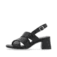 Schwarze remonte Riemchensandaletten D1K53-00 mit Klettverschluss. Schuh Außenseite.