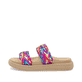 Mehrfarbige vegane remonte Damen Pantoletten D2N52-90 mit einem Gummizug. Schuh Außenseite.