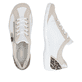 Chaussures à lacets remonte blanches vegan pour femme R3408-83. Chaussure vue de dessus, couchée.
