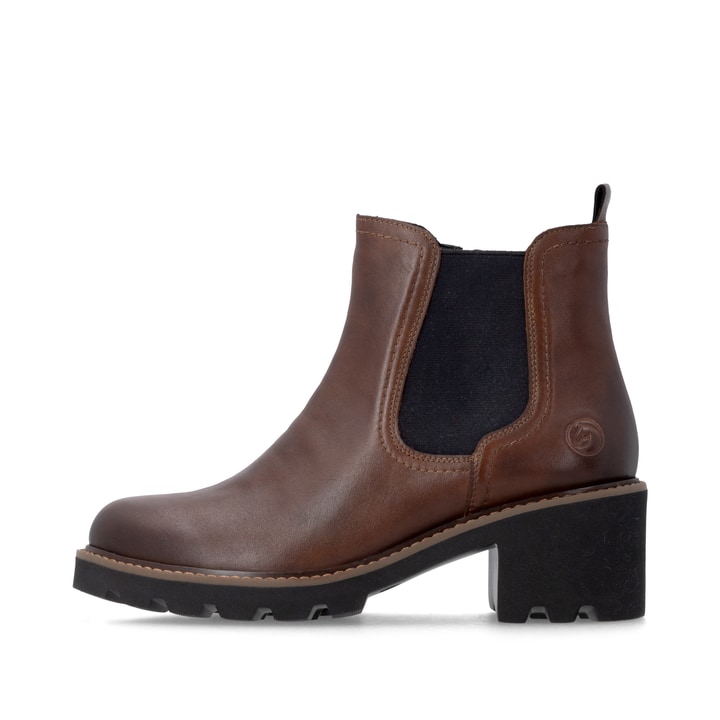 Braune remonte Chelsea Boots D0A70-22 mit Reißverschluss sowie Komfortweite G. Schuh Außenseite.