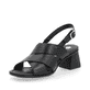 Schwarze remonte Riemchensandaletten D1K53-00 mit Klettverschluss. Schuh seitlich schräg.