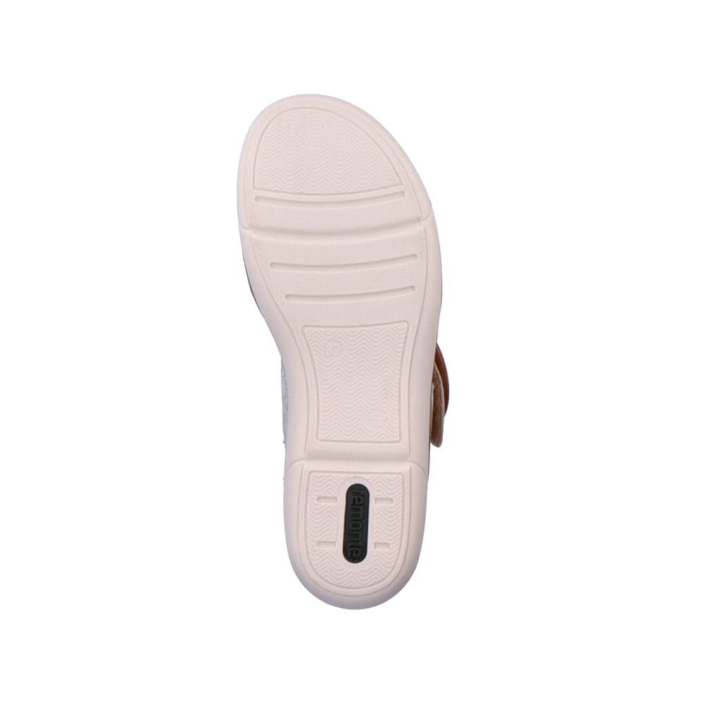 
Cremeweiße remonte Damen Riemchensandalen R6853-92 mit einer leichten Profilsohle. Schuh Laufsohle