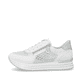 Weiße vegane remonte Damen Sneaker Low D1329-80 mit einem Reißverschluss. Schuh Außenseite.