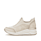 Beige vegane remonte Damen Slipper D0T08-61 mit einem Reißverschluss. Schuh Außenseite.
