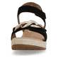 Schwarze remonte Riemchensandaletten D0N55-02 mit einem Klettverschluss. Schuh von vorne.