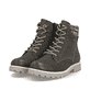 Graue remonte Damen Schnürstiefel D8487-45 mit wasserabweisender TEX-Membran. Schuhpaar seitlich schräg.