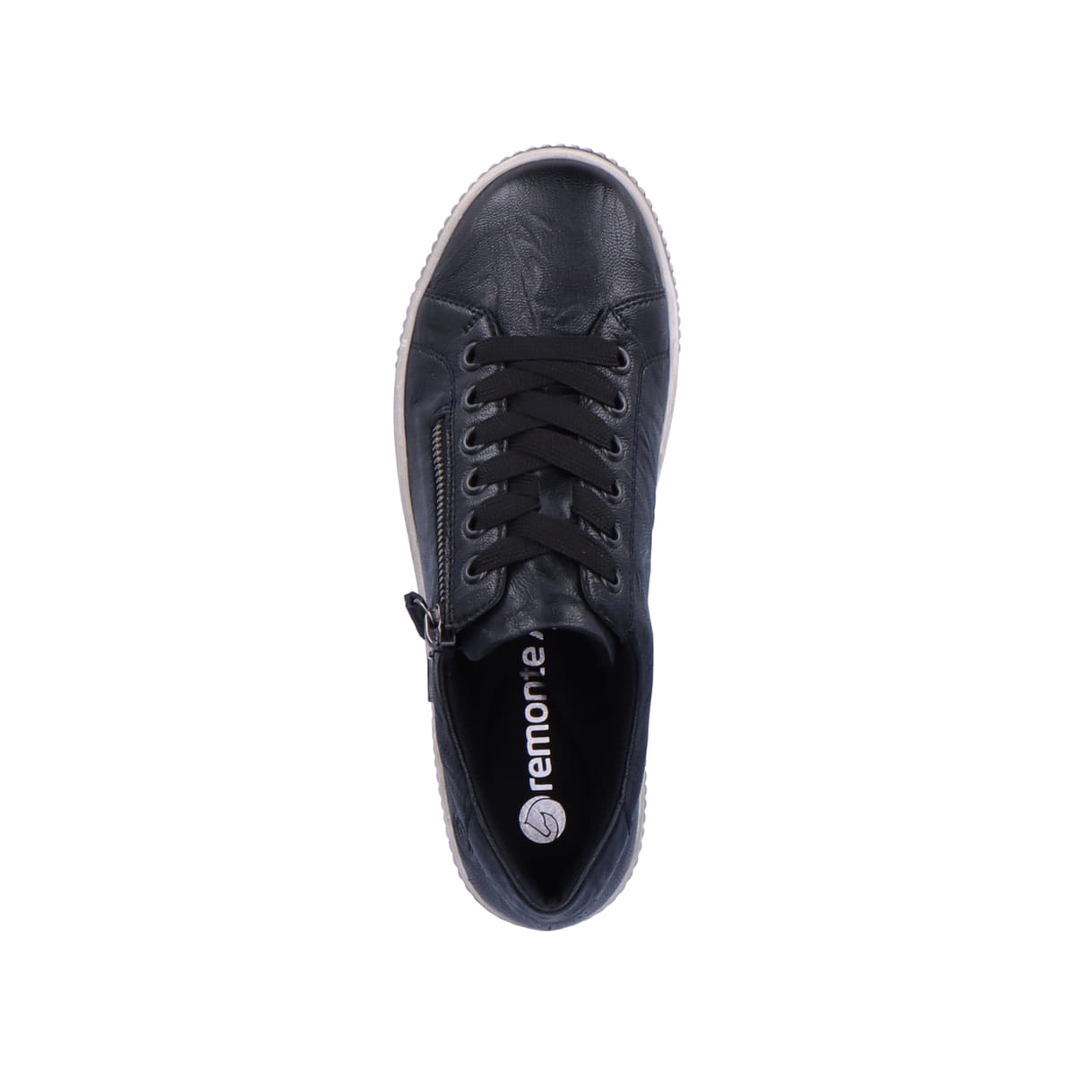 Schwarze remonte Damen Schnürschuhe D0700-00 mit wasserabweisender TEX-Membran. Schuh von oben.