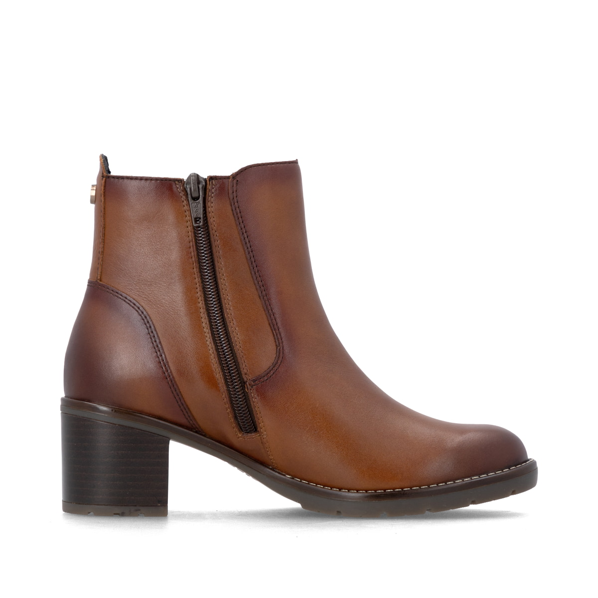 Braune remonte Damen Stiefeletten D2A81-24 mit einem Reißverschluss. Schuh Innenseite.