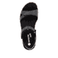 Schwarze remonte Keilsandaletten D2P52-00 mit einem Klettverschluss. Schuh von oben.