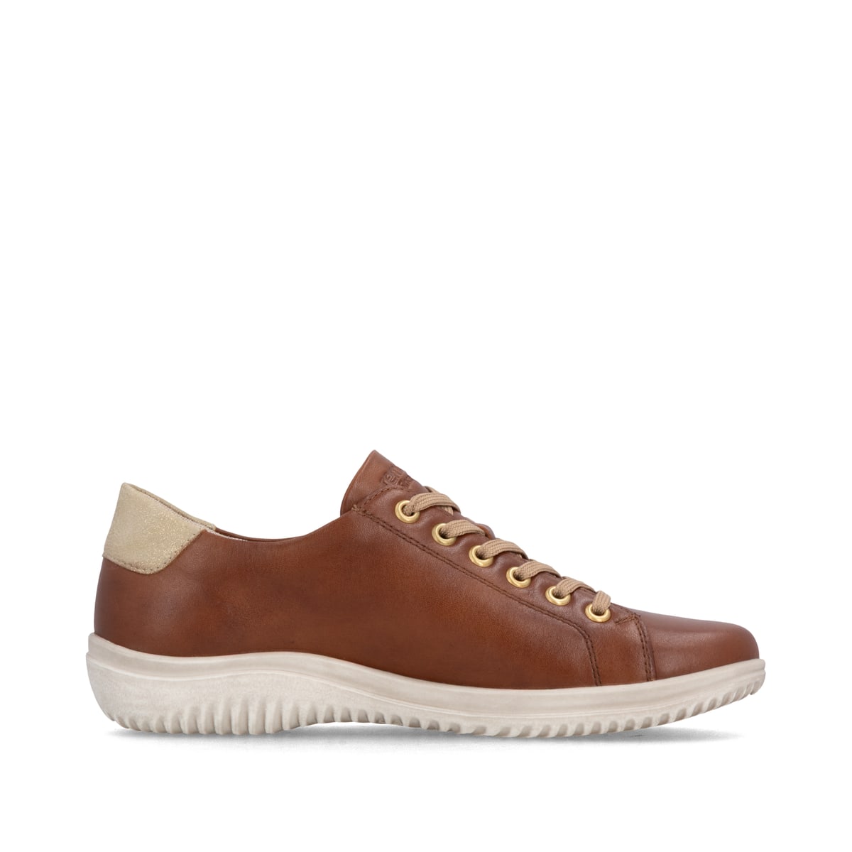 Braun-goldene remonte Damen Schnürschuhe D1E03-24 mit einem Reißverschluss. Schuh Innenseite.
