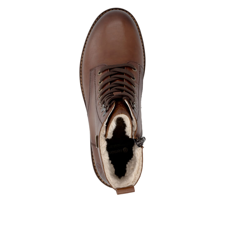 Braune remonte Damen Schnürstiefel D0A81-24 mit wasserabweisender TEX-Membran. Schuh von oben.