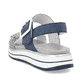 Blaue vegane remonte Riemchensandalen D1J53-14 mit einem Klettverschluss. Schuh von hinten.