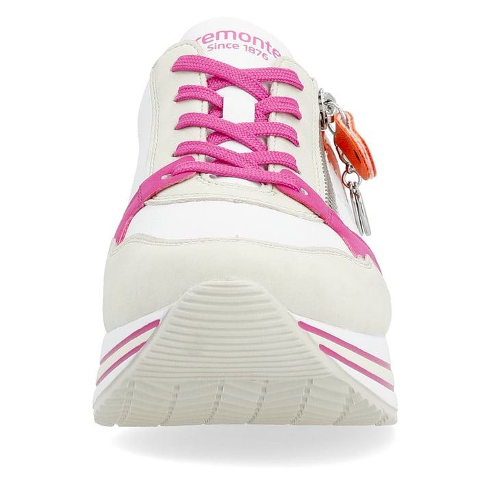 Nachtschwarze remonte Damen Sneaker D1321-01 mit Schnürung und Reißverschluss. Schuh seitlich schräg