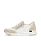Weiße vegane remonte Damen Sneaker Low R6709-80 mit einem Reißverschluss. Schuh Außenseite.