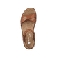 Braune remonte Riemchensandalen D2049-22 mit einem Klettverschluss. Schuh von oben.
