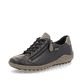 Schwarz-braune remonte Damen Schnürschuhe R1402-08. Schuh seitlich schräg.