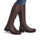 Braune remonte Hochschaftstiefel D2S74-25 mit einem Reißverschluss. Schuh am Fuß.