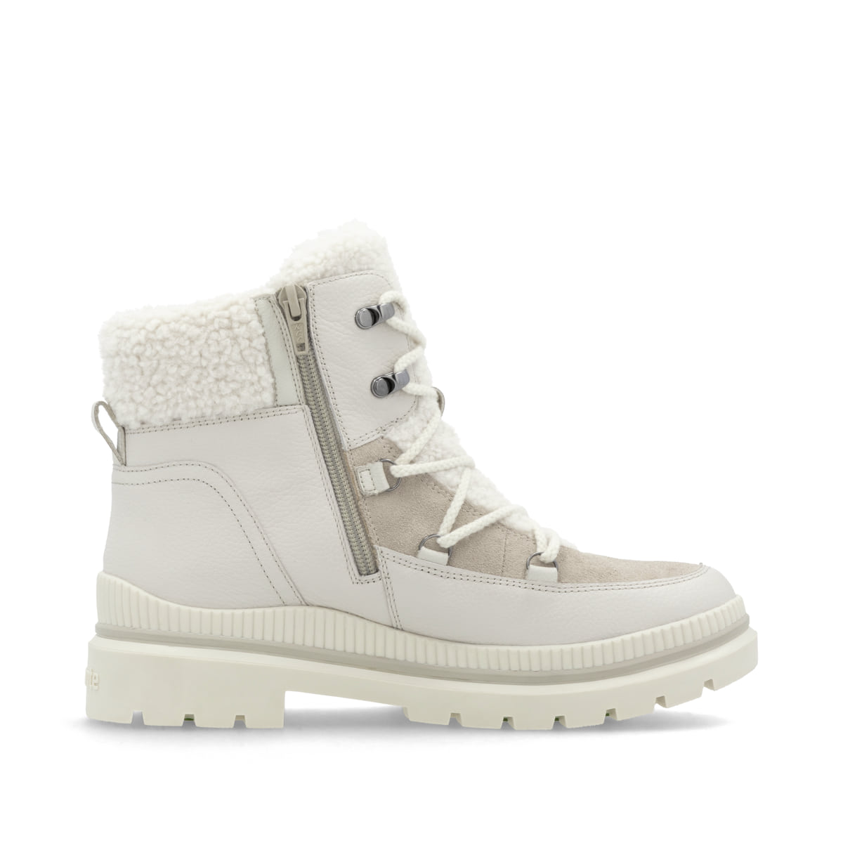 Altweiße remonte Damen Schnürstiefel D0C80-80 mit griffiger Glass-Fibre Sohle. Schuh Innenseite.