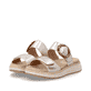Metallische remonte Riemchensandalen D3J51-90 mit metallischem Finish. Schuhpaar seitlich schräg.